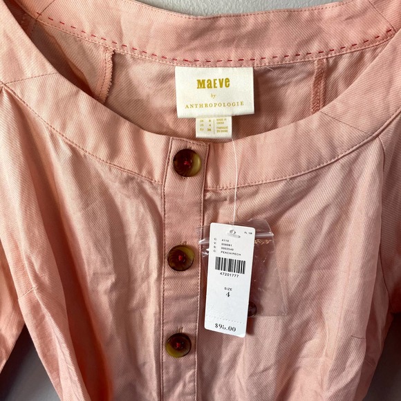 NWT Anthropologie Maeve Alanis Belted Button Top Shirt Blouse Women's Size 4 - Picture 5 of 16